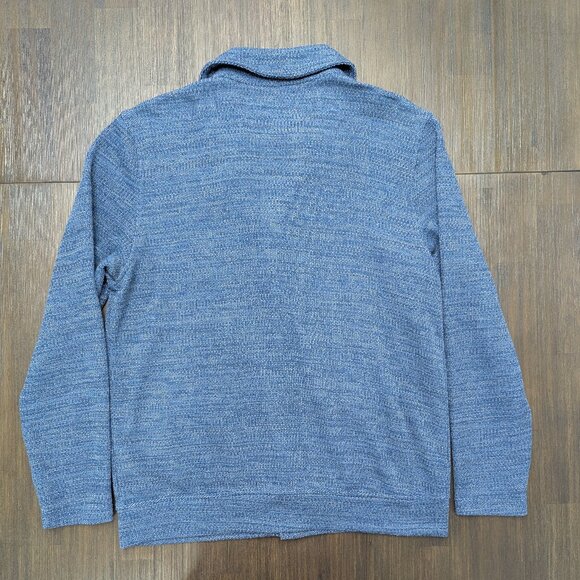 Tasso Elba | Men's Large Blue Shawl Collar Sweater | Cotton Blend - Picture 4 of 5